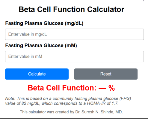 Beta Cell Function Calculator